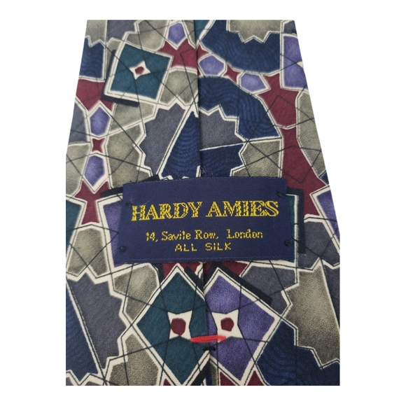 Hardy Amies London 100% Silk Tie in Green/Wine/Gray Multi - Picture 2 of 6